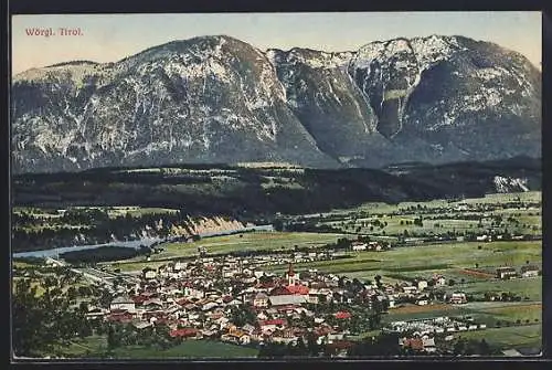 AK Wörgl /Tirol, Totalansicht von einen Berg aus