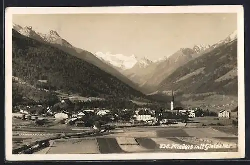 AK Mieders, Ortsansicht mit Gletscher