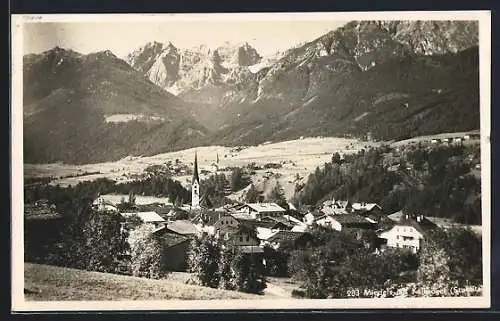 AK Mieders i. Stubaital, Ortsansicht mit Kalkkögel