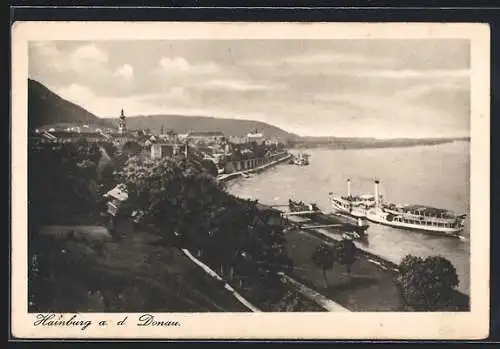 AK Hainburg a. d. Donau, Totalansicht aus der Vogelschau