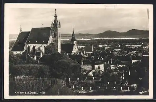 AK Krems a. d. Donau, Ortsansicht mit Kirchen