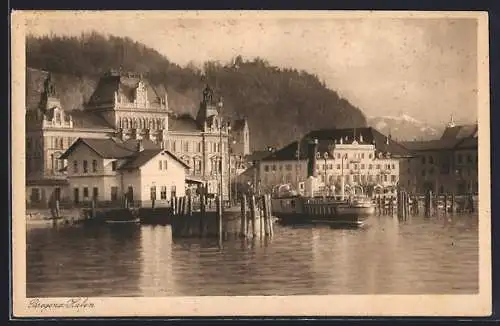 AK Bregenz, Dampfer im Hafen