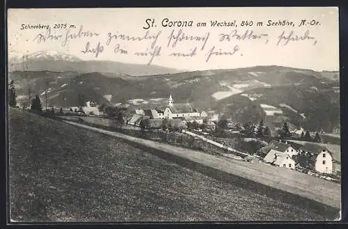 AK St. Corona, Totalansicht mit Schneeberg