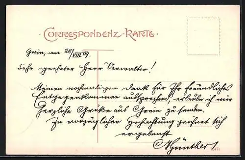 AK Grein a. d. Donau, Gesamtansicht vom Gobel