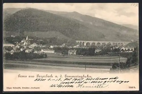 AK Payerbach d. d. Semmeringbahn, Ortsansicht aus der Ferne