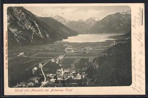 AK Maurach am Achensee, Totalansicht von einen Berg aus