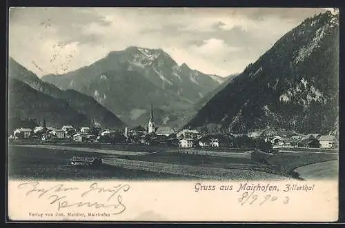 AK Mairhofen im Zillerthal, Ortsansicht aus der Ferne