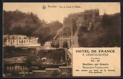 AK Bouillon, Pont de France et Chateau, Hotel De France