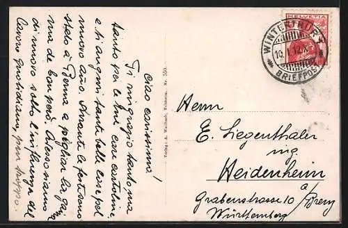 AK Winterthur, Generalansicht aus der Vogelschau