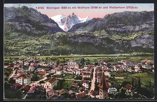 AK Meiringen, Panorama mit Wellhorn und Wetterhorn