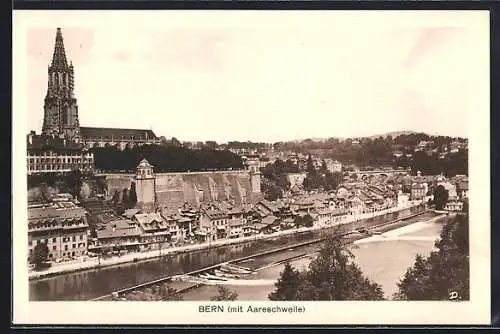 AK Bern, Stadtansicht mit Aareschwelle