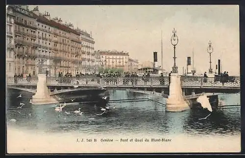 AK Genève, Pont et Quai du Mont-Blanc