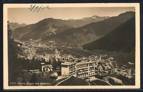 AK Davos, Ortsansicht gegen das Seehorn