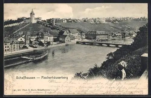 AK Schaffhausen, Ortsansicht mit Fischerhäuserberg