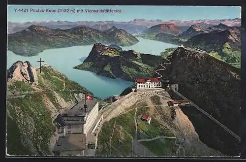 AK Pilatus-Kulm, Gesamtansicht mit Vierwaldstättersee