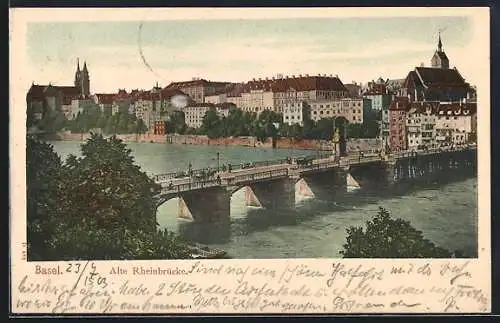 AK Basel, Alte Rheinbrücke