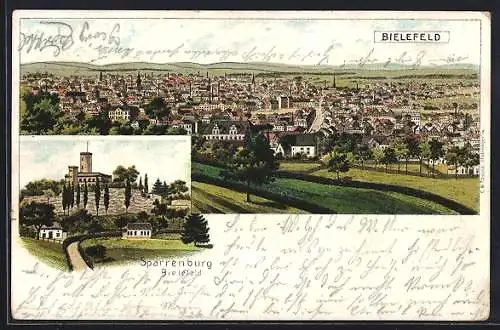 Lithographie Bielefeld, Sparrenburg, Gesamtansicht