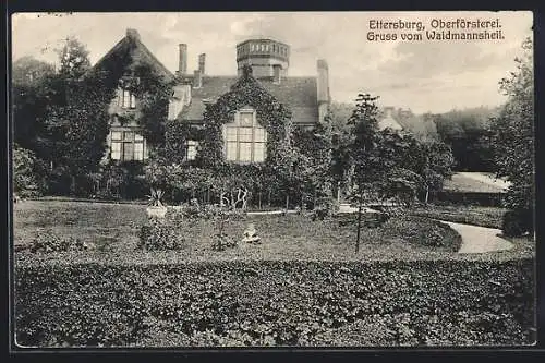 AK Ettersburg, Oberförsterei mit Gartenanlage