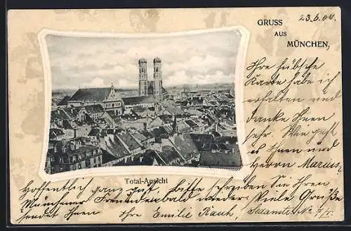AK München, Totalansicht mit Frauenkirche