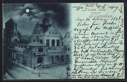 Mondschein-AK München, Künstlerhaus