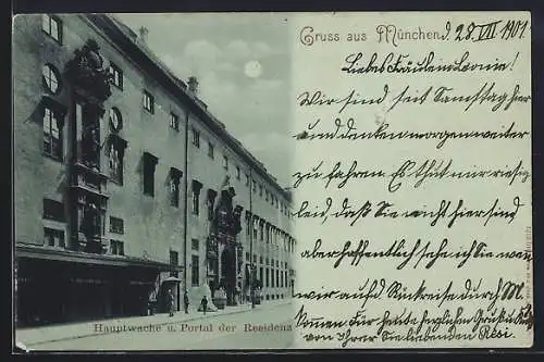 AK München, Hauptwache u. Portal der Residenz