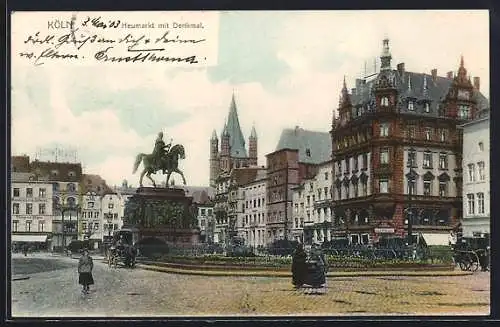 AK Köln, Heumarkt mit Denkmal