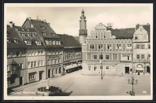 AK Weimar / Thüringen, Markt mit Weinhandlung und Restaurant Stadthaus