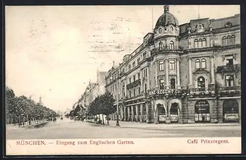 AK München, Eingang zum Englischen Garten, Cafè Prinzregent