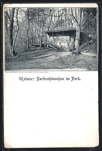 AK Weimar, Borkenhäuschen im Park