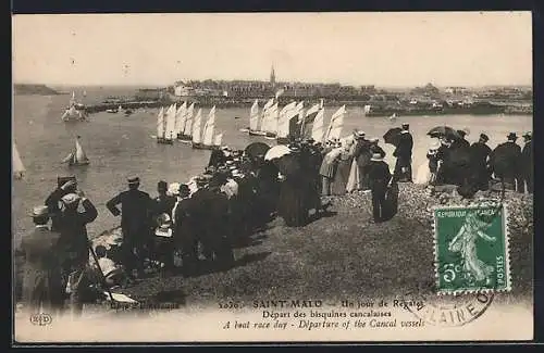 AK Saint-Malo, Un jour de Regates-Dèpart des bisquines cancalaises, Hafen