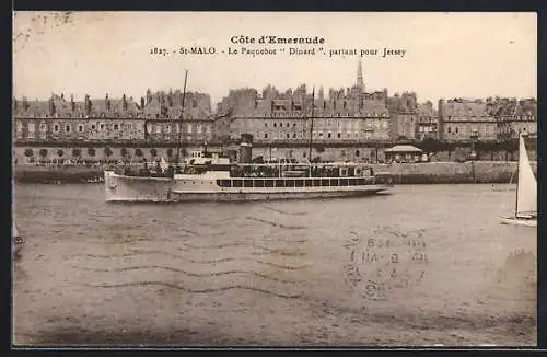 AK Saint-Malo, Le Paquebot Dinard, partant pour Jersey, Hafen