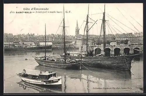 AK Saint-Malo, Avant-port à marèe haute, Hafen