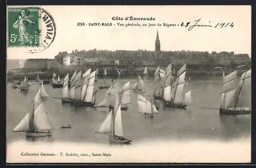 AK Saint-Malo, Vue gènèrale, un jour de Règates, Hafen