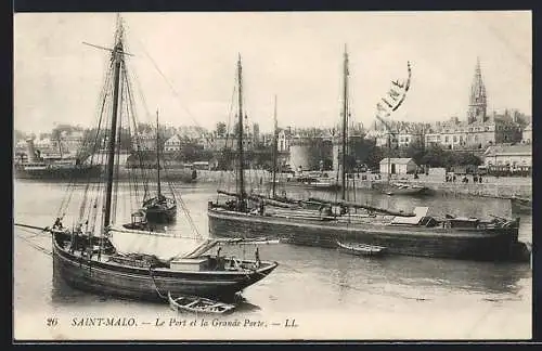 AK Saint-Malo, Le Port et la Grande Porte, Hafen