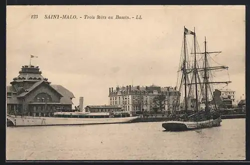 AK Saint-Malo, Trois Mats au Bassin, Hafen