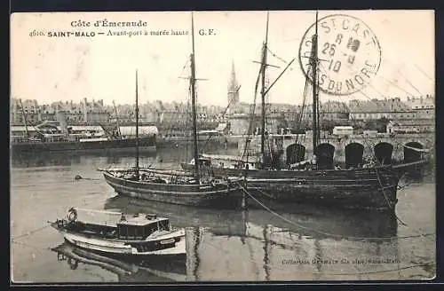 AK Saint-Malo, Avant-port à marèe haute, Hafen