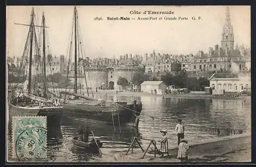 AK Saint-Malo, Avant-Port etGrande Porte, Hafen