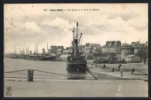 AK Saint-Malo, Les Quais et le Port de Marèe, Hafen