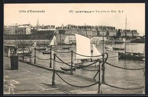 AK Saint-Malo, Vue prise du Mole, Hafen