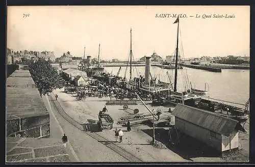 AK Saint-Malo, Le Quai Saint-Louis, Hafen