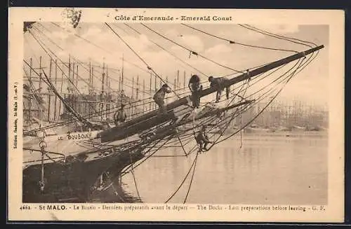 AK Saint-Malo, Le Bassin-Derniers prèparatifs avant le dèparts, Hafen