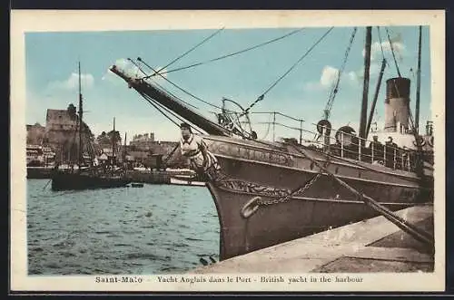 AK Saint-Malo, Yacht Anglais dans le Port, Hafen