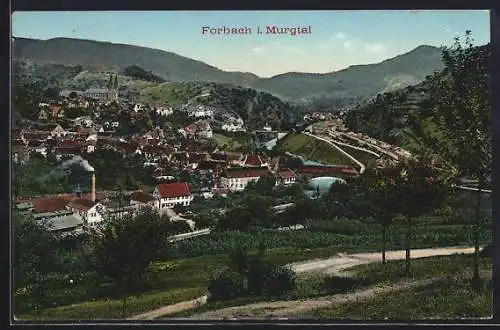 AK Forbach i. Murgtal, Teilansicht mit Kirche