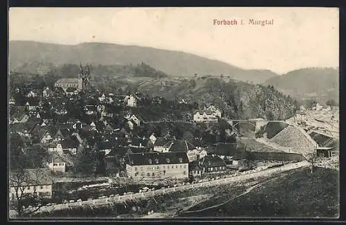 AK Forbach i. Murgtal, Teilansicht mit Kirche