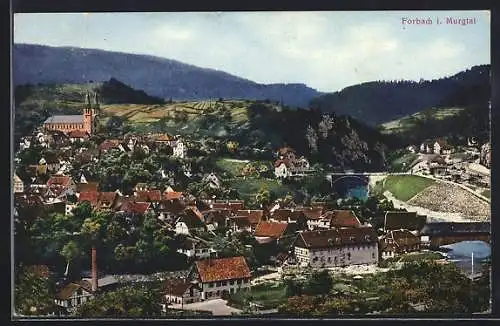 AK Forbach i. Murgtal, Teilansicht mit Kirche