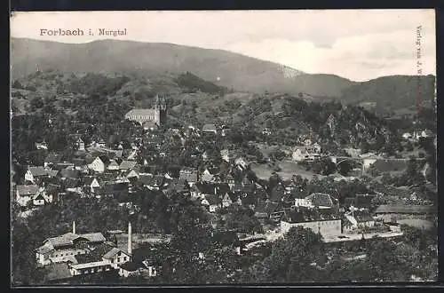 AK Forbach i. Murgtal, Panorama mit Kirche