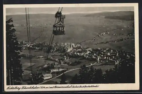 AK Oberwiesenthal, Teilansicht mit Fichtelberg-Schwebebahn