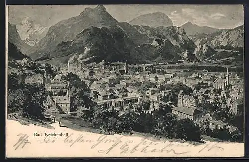 AK Bad Reichenhall, Panoramablick vom Berg gesehen