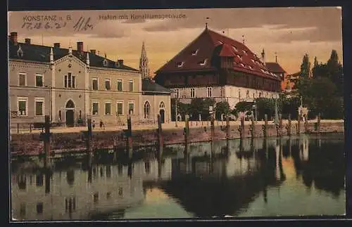 AK Konstanz a. B., Hafen mit Konziliumsgebäude