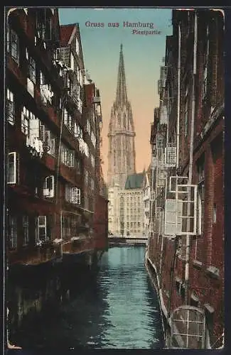 AK Alt-Hamburg, Fleetpartie mit Kirche